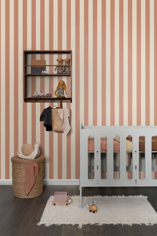 ESTAhome behang strepen roze en beige - 50 x 900 cm - 131922