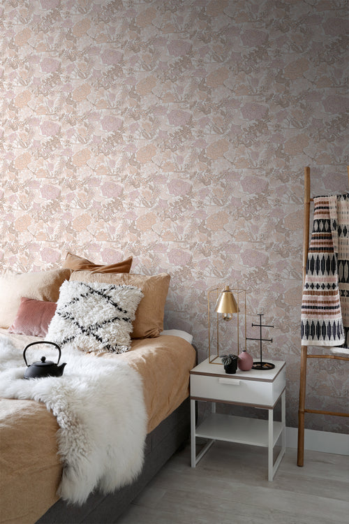 ESTAhome behang vintage bloemen lichtpaars en licht terracotta - 50 x 900 cm - 131192 - vtwonen shop