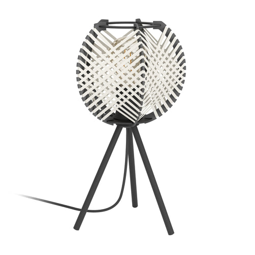 EGLO tafellamp Waverton - e27 - 40 cm - zwart/wit - textiel