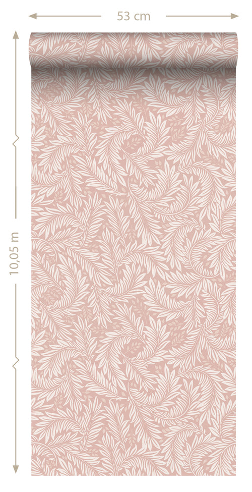 ESTAhome behang bladeren zacht roze - 50 x 900 cm - 131144 - vtwonen shop