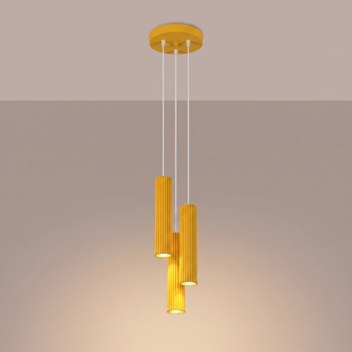 Sollux Lighting Hanglamp KARBON 3P geel - 19,5x19,5x108cm