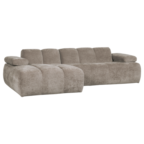 WOOOD chaise longue links Mojo - Geweven Ribstof - Donker Zand