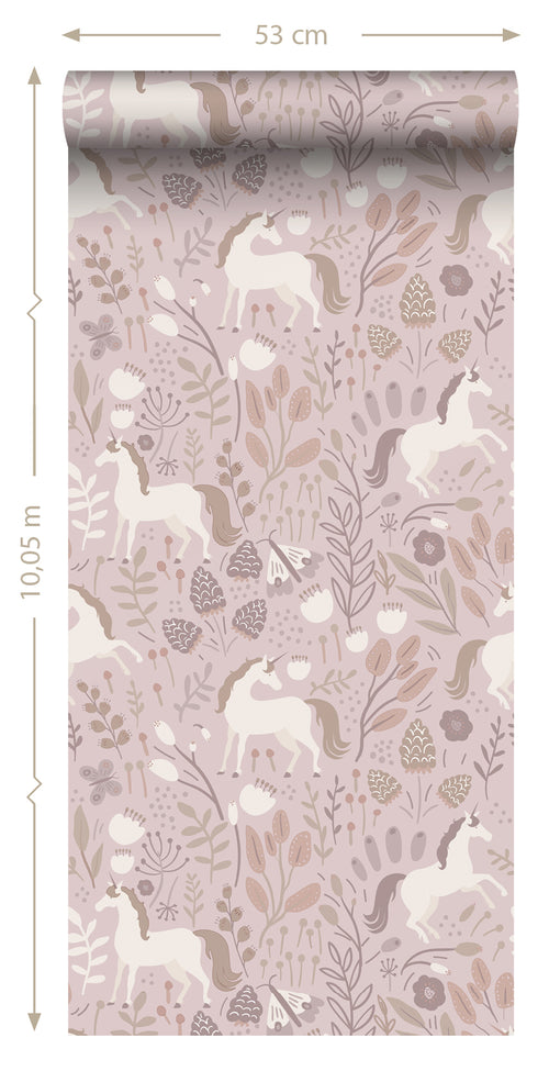 ESTAhome behang unicorns mauve paars - 53 cm x 10.05 m - 131232 - vtwonen shop