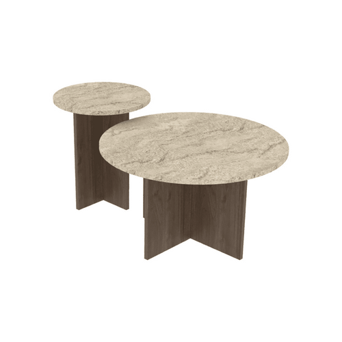 Calicosy - TILIA Set van 2 salontafels - Naturel - 70x70x40 cm