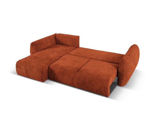 Cosmopolitan Design Uitklapbare hoekbank links met opbergdoos Matera 4-zits, chenille, terracotta - 173x253x86cm