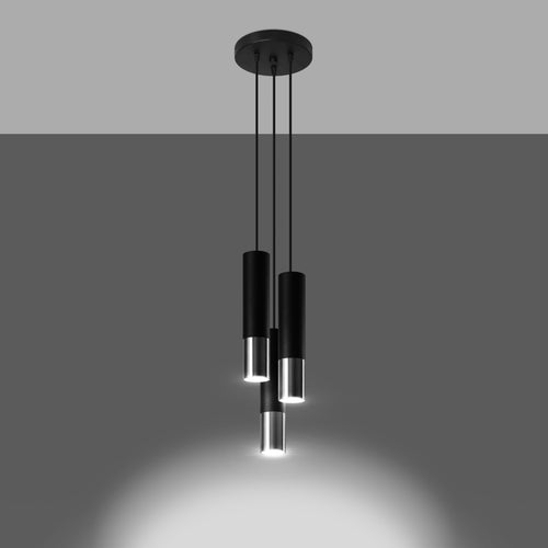Sollux Lighting Hanglamp LOOPEZ 3P zwart/chroom - 20x20x90cm