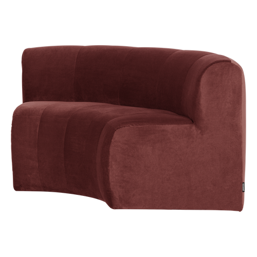 WOOOD eetbank halfronde hoek rug Mojo Base - Velvet - K.bruin - 83x152x76