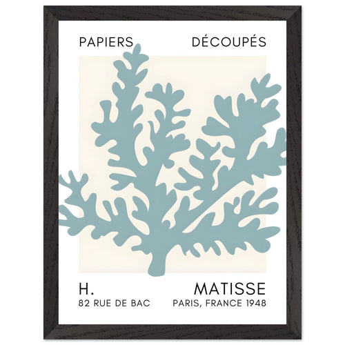 Artfulprints Poster met Lijst Matisse – Aqua bloom turquoise   - 30x40 cm - Turquoise