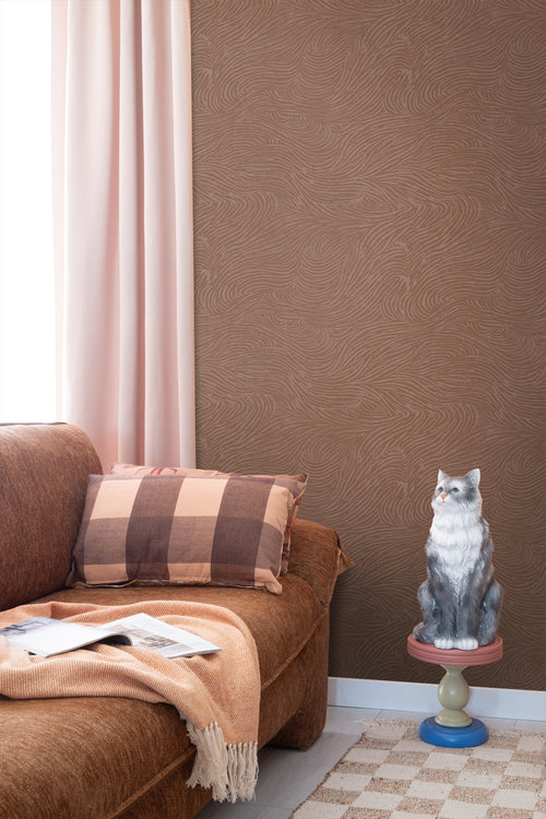 ESTAhome behang 3d golvende lijnen terracotta roze - 50 x 900 cm - 131370 - vtwonen shop