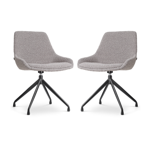 Nolon Nola-Isa Draaibare Eetkamerstoelen Bouclé Taupe - Zwart - 2x - vtwonen shop