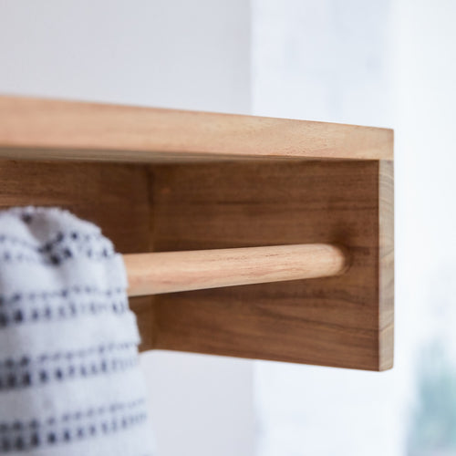 Tikamoon Wandhanddoekenrek van massief teakhout 100 cm - Naturel - vtwonen shop