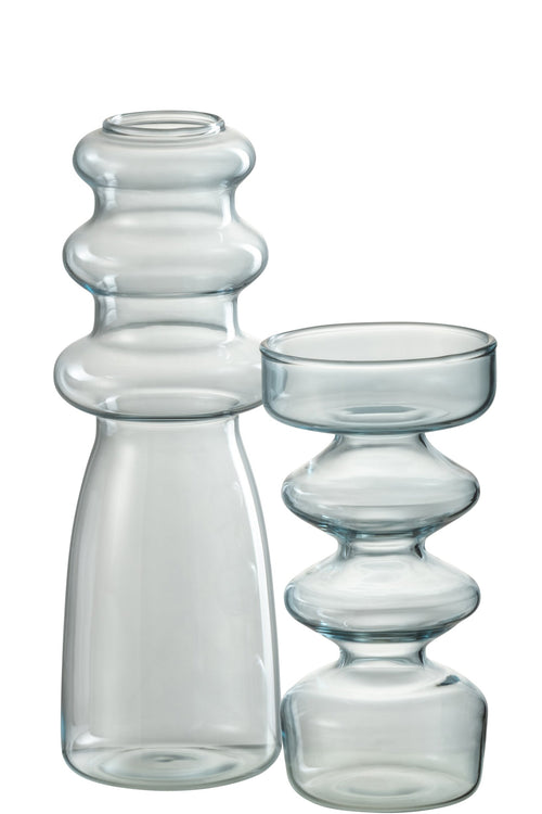J-Line vaas Luna - glas - blauw - large - 21 cm hoog