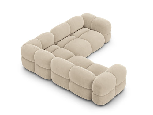 Cosmopolitan Design Hoekbank Loretto 4-zits, flueel lichtbeige - 250x250x68cm