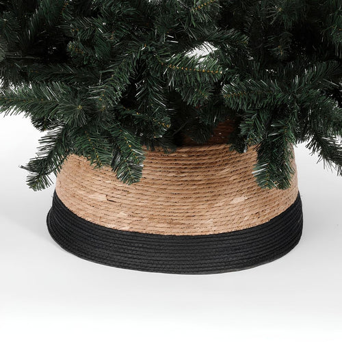 Mica Decorations Kerstboomrok H26 x D58 cm - Kerstboommand - Zwart/ Bruin - Gevlochten Zeegras