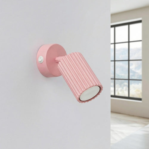 Sollux Lighting Wandlamp KARBON roze met schakelaar - 8x16x16cm