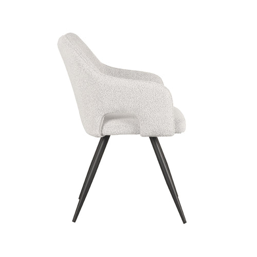 LABEL51 Eetkamerstoel Noud - Wit Bouclé - Zithoogte 49,5cm