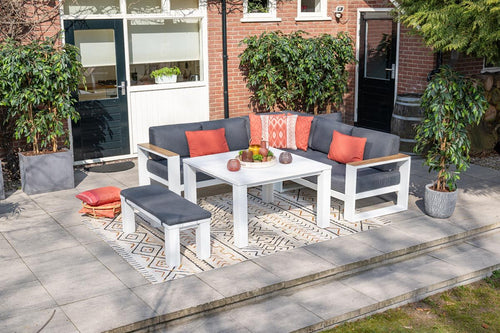 Cube lounge dining tafel - 115,5 x 115,5 cm - mat wit - vtwonen shop