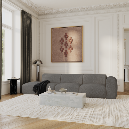 Sia Home - Rechte bank MYRA - Bouclette stof - Grafiet grijs - 310cm