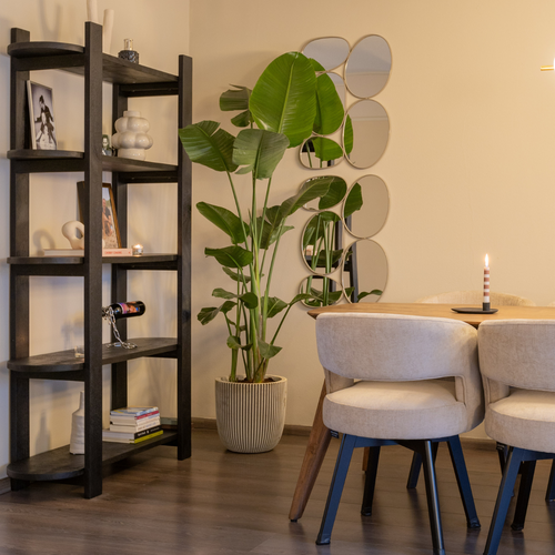 Giga Meubel Wandkast Luuk - Mangohout - Zwart - 160x38x190cm