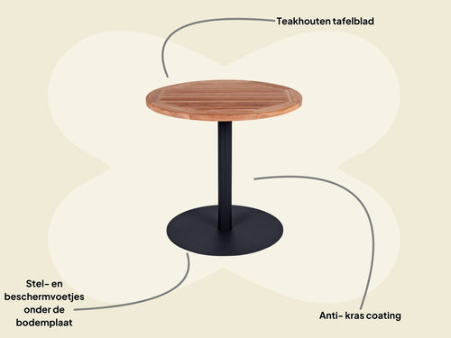 MaximaVida ronde tuintafel Java zwart 80 cm - zware 49 kg uitvoering