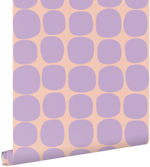 ESTAhome behang grafisch motief lila paars en roze - 50 x 900 cm - 131982