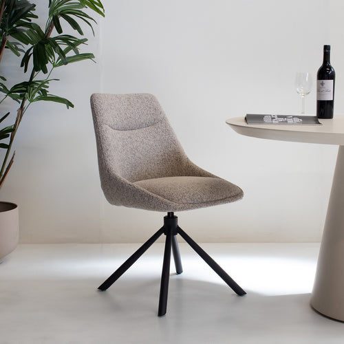 DÉJA Living Eetkamerstoel Malou - Taupe/Zwart - Draaibaar - Set van 2 - vtwonen shop