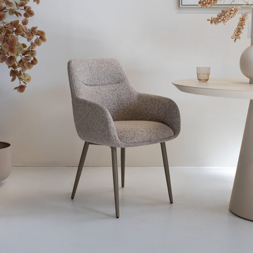 DÉJA Living Eetkamerstoel Noé - Taupe/Taupe - Zithoogte 47cm - Set van 2 - vtwonen shop