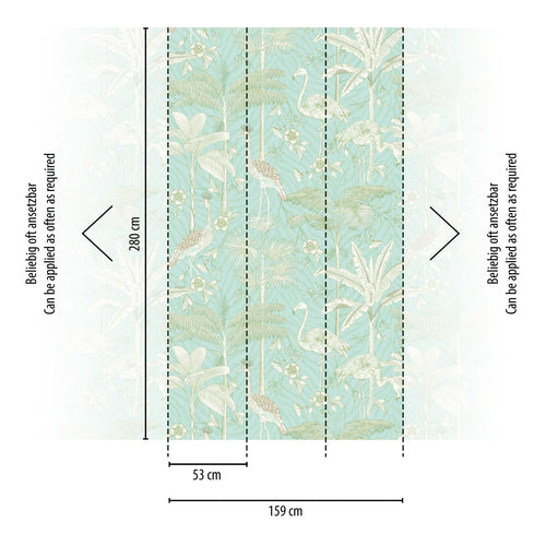Livingwalls fotobehang dieren turquoise, wit en groen - 159 x 280 cm - AS-392061 - vtwonen shop