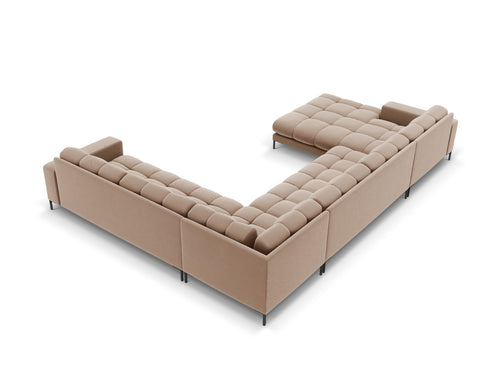 Cosmopolitan Design Panoramische hoekbank rechts Bali 7-zits, flueel, beige - 256x327x75cm