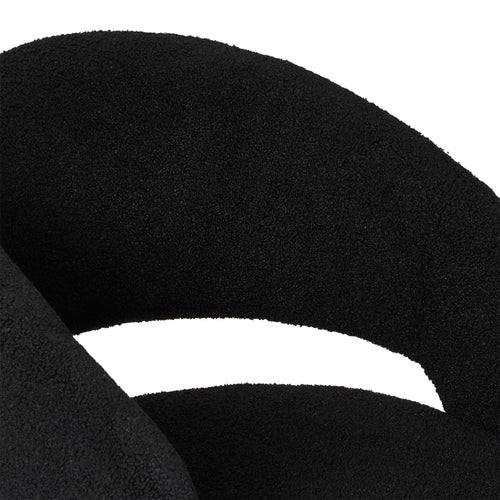 Furnhouse eetkamerstoelen armleuning Natalie - Zwart - Stof (Bouclé) - Set van 4