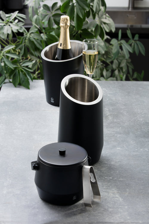 Leopold Vienna - IJsemmer dubbelwandig met deksel - 1,0L met tang mat zwart - vtwonen shop