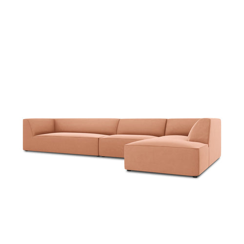 Cosmopolitan Design - Modulaire hoekbank rechts Siena 5-zits, flueel roze - 180x366x69cm