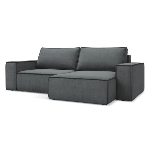 LaMiaSofa hoekbank rechts Livorno - textuurstof - grijs - 257x148x82