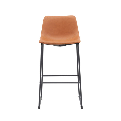 LABEL51 Barkruk Risto - Cognac PU-Leer - Zithoogte 75cm - Set van 2