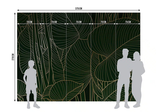 Sanders & Sanders fotobehang jungle bladeren groen en goud - 375 x 270 cm - 601455