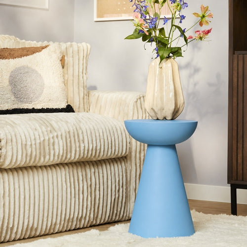 StarFurn Bijzettafel Owen - Rond Blauw Hout - 30x30x42cm