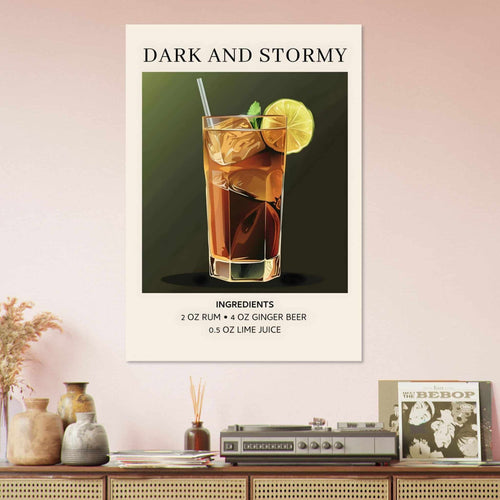 Artfulprints  Dark and Stormy cocktail - Ingrediënten   poster A4 21x29.7 cm - vtwonen shop