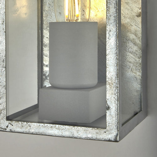 Box II Buitenwandlamp, zilver en helder glas, IP44