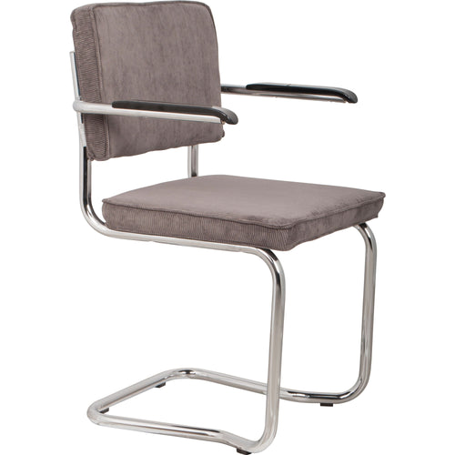 Zuiver Ridge Rib Kink Eetkamerstoelen met armleuning Grijs - Set van 2 - vtwonen shop