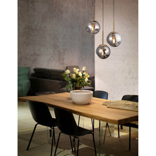 Merano Gananoque 3-lichts cluster hanglamp goud metaal, chroom glas zwart LED E27