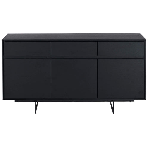 Furnhouse 3-deurs dressoir Tokyo - Zwart - MDF, zwart eikenfineer - 45x155x82