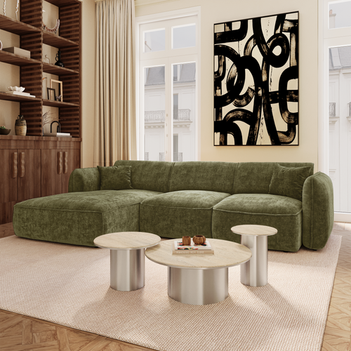 Premium Interiors - Linkerhoekbank LOMI - gewaafd fluweel vintage groen 272cm