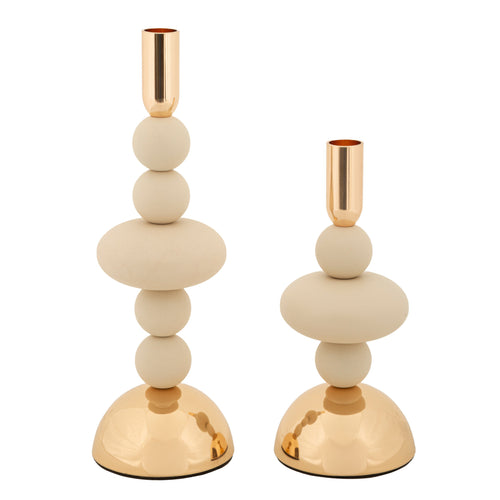 Mauro Ferretti kaarsenhouder - set van 2 - crème/goud