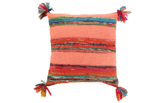 J-Line kussen Chindi Kwast  - katoen/polyester - roze