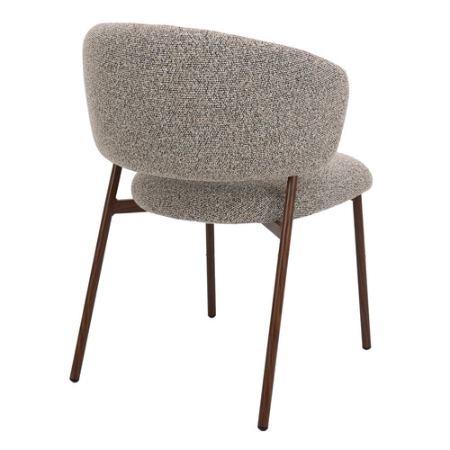 Giga Meubel Eetkamerstoel Feya Taupe/Walnoot - Stof - Japandi - Set van 2