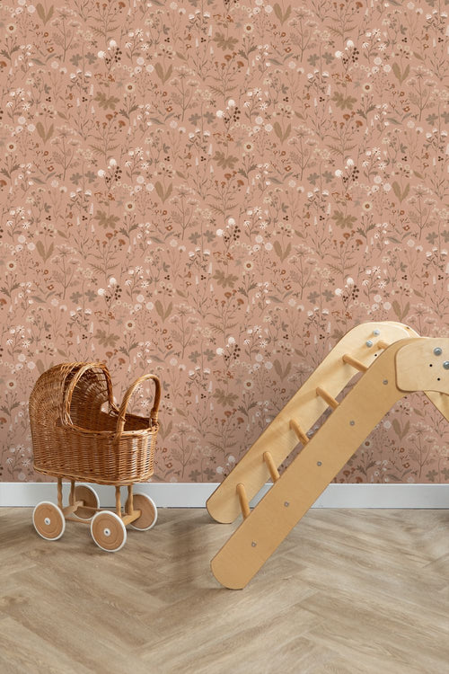 ESTAhome behang veldbloemen terracotta bruin - 53 cm x 10.05 m - 139842