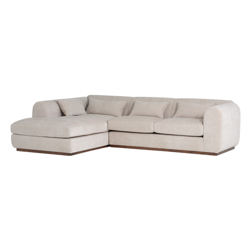 WOOOD hoekbank links Brenvo - Structure Velvet - Zand - 73x306x178