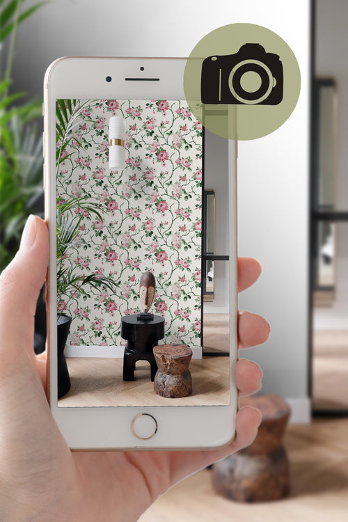 Origin Wallcoverings behang bloemen roomwit, roze en groen - 53 cm x 10,05 m - 347434 - vtwonen shop