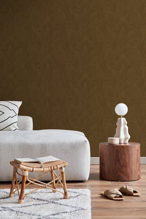 ESTAhome behang palmbladeren okergeel - 50 x 900 cm - 131218 - vtwonen shop