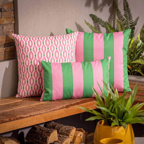 KUSSENSET - 3-delig - Rocket - 45x45 cm, 30x50 cm - inclusief binnenkussens - roze, groen